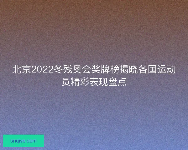 北京2022冬残奥会奖牌榜揭晓各国运动员精彩表现盘点