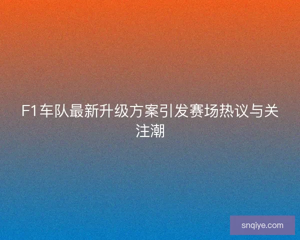 F1车队最新升级方案引发赛场热议与关注潮