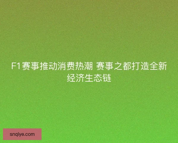 F1赛事推动消费热潮 赛事之都打造全新经济生态链